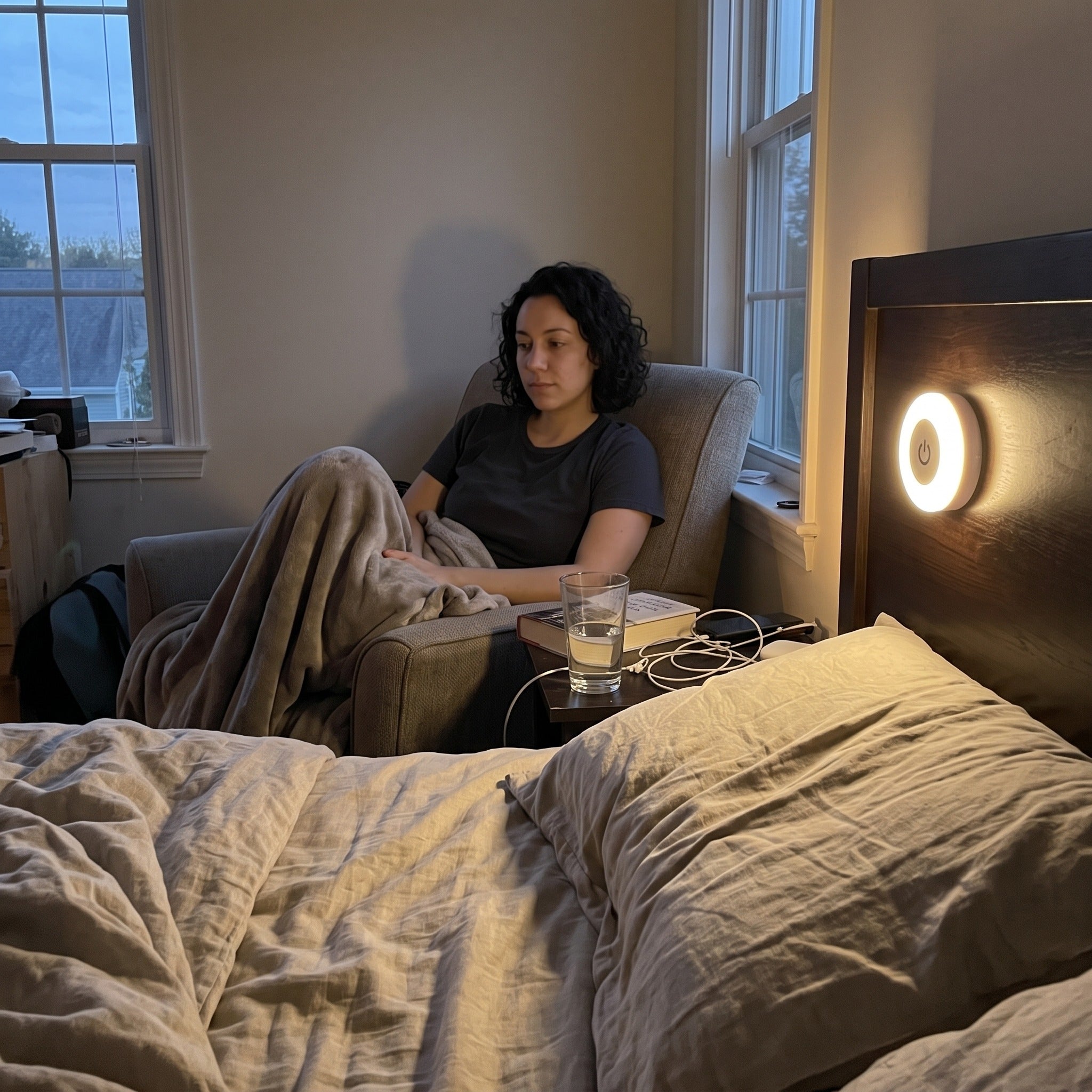 Sophie M. with Little Glow in her bedroom